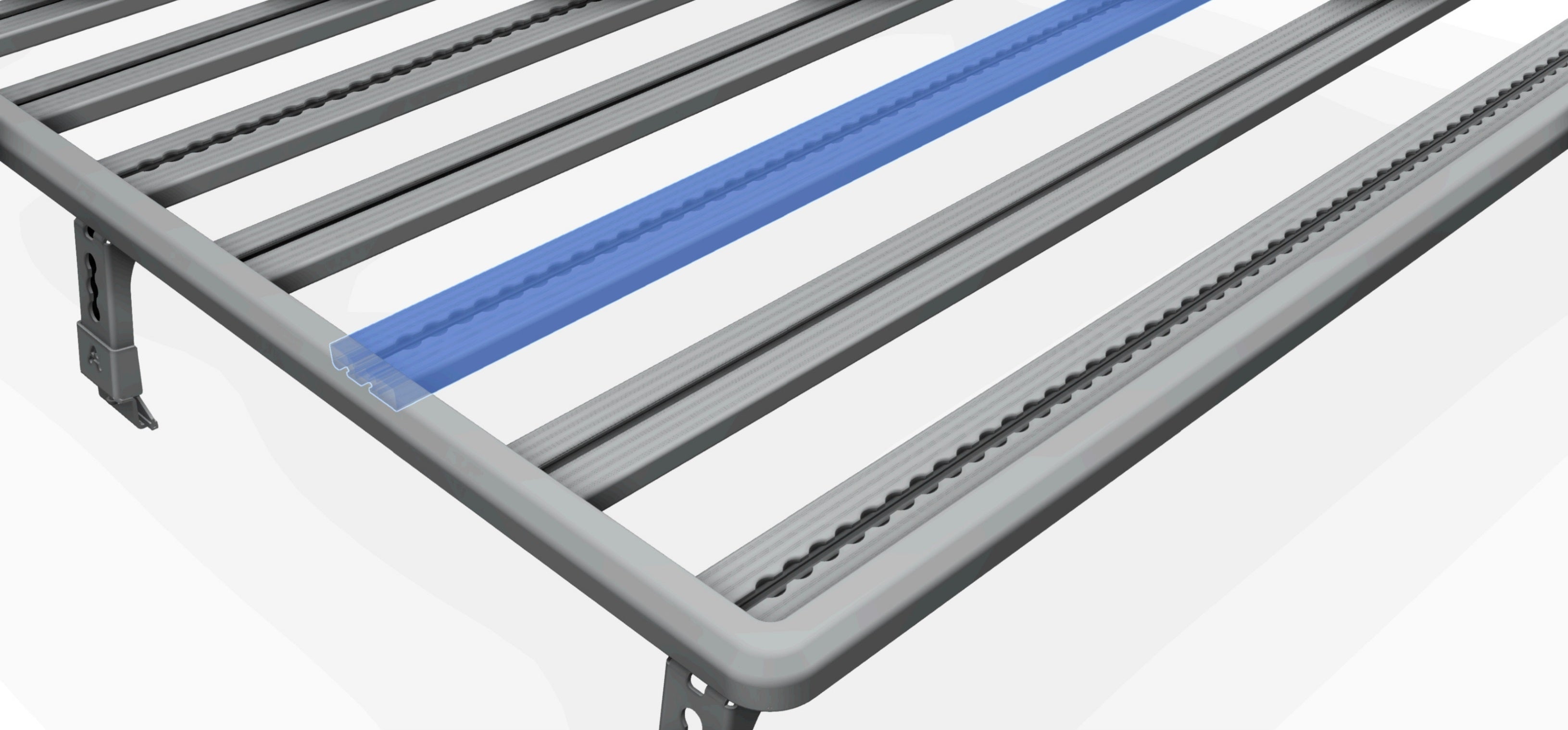 Airlineschiene Aluminiumprofil (1387 mm) – schwarz eloxiertes Aluminium, Frontansicht